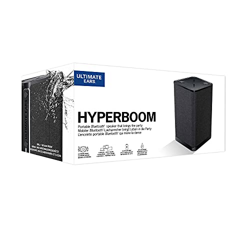 Ultimate Ears Hyperboom Portable & Home Wireless Bluetooth Loud Speaker, Big Bass, 24 Hour Battery, Water Resistant IPX4, 150 Ft Wireless Range with Signature Series Shockproof Water Resistant Case