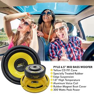 Pyle 6.5 Inch Mid Bass Woofer Sound Speaker System - Pro Loud Range Audio 300 Watt Peak Power w/ 4 Ohm Impedance and 60-20KHz Frequency Response for Car Component Stereo PLG64