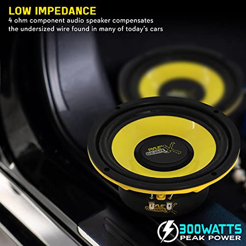 Pyle 6.5 Inch Mid Bass Woofer Sound Speaker System - Pro Loud Range Audio 300 Watt Peak Power w/ 4 Ohm Impedance and 60-20KHz Frequency Response for Car Component Stereo PLG64