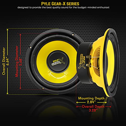 Pyle 6.5 Inch Mid Bass Woofer Sound Speaker System - Pro Loud Range Audio 300 Watt Peak Power w/ 4 Ohm Impedance and 60-20KHz Frequency Response for Car Component Stereo PLG64