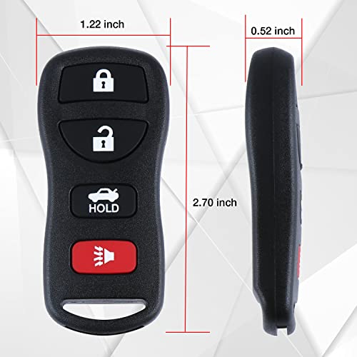 4Btn Car Keyless Entry Compatible fits 03-2009 Nissan 350Z Quest/02-2006 Altima Maxima Murano/Armada Sentra Versa/ Infiniti QX56 FX35 EX35 G35 (KBRASTU15) 2 Pack