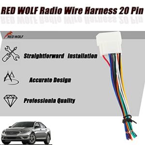 RED WOLF 20 Pin Radio Wire Harness Replacement for Select 2007-2019 Mitsubishi Lancer Outlander Mirage Stereo Install Connector Adapter Plug