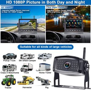 LeeKooLuu RV Backup Camera Wireless Waterproof 7'' LCD Split Screen DVR Dash Monitor Touch Key Rear View System 4 Channels Travel Trailers Adapter for Furrion Pre-Wired RVs Night Vision LK7