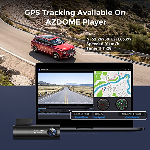 AZDOME Front and Rear Dash Cam, 4K + 1080P Dual Dash Camera for Cars with 5.8GHz WiFi GPS, Night Vision, 24 Hours Parking Mode, WDR, Loop Recording, G-Sensor, APP, Free 64GB Card