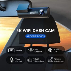 AZDOME Front and Rear Dash Cam, 4K + 1080P Dual Dash Camera for Cars with 5.8GHz WiFi GPS, Night Vision, 24 Hours Parking Mode, WDR, Loop Recording, G-Sensor, APP, Free 64GB Card