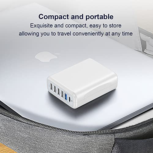 USB Charging Station 100w Multi 6 Port USB Charging Station Block with USB Type c qc3.0 Family-Sized Hub USB Strip Compatible with iPhone Android Smartphone