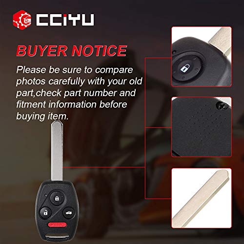 cciyu Replacement Remote Head Ignition Key Keyless Entry Combo 1 X 4 Buttons Replacement for Honda for Accord/for CR-V/for Element OUCG8D-380H-A