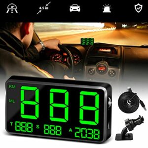 Fastsun C80 Car Heads up Display, 4.5" Large Screen Digital Speedometer Car GPS MPH/KM/h HUD Display with Driving Speed & TIME, Over-Speed Alarm for All Vehicle, SUV, Bicycle, Motorcycle, Truck