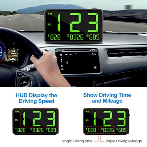 Fastsun C80 Car Heads up Display, 4.5" Large Screen Digital Speedometer Car GPS MPH/KM/h HUD Display with Driving Speed & TIME, Over-Speed Alarm for All Vehicle, SUV, Bicycle, Motorcycle, Truck