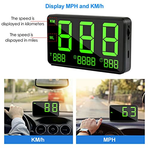 Fastsun C80 Car Heads up Display, 4.5" Large Screen Digital Speedometer Car GPS MPH/KM/h HUD Display with Driving Speed & TIME, Over-Speed Alarm for All Vehicle, SUV, Bicycle, Motorcycle, Truck