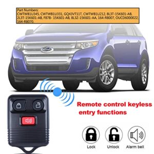 3 Buttons Keyless Entry Remote Control Key Fob fits for Ford 1998-2016, Mazda F150 F250 F350 Mercury Expedition Explorer, CWTWB1U331, CWTWB1U212, CWTWB1U345, GQ43VT11T 315Mhz Pack of 2