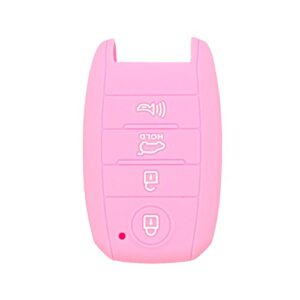 segaden silicone cover protector case holder skin jacket compatible with kia 4 button smart remote key fob cv2155 pink