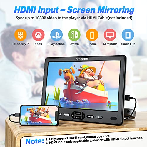Car DVD Player Dual Screen with Headrest Mount, DESOBRY 10.5" Portable DVD Player for Car with Suction-Type Disc in, Play a Same or Two Different Movies, Support 1080P Video,HDMI Input, USB/SD Reader