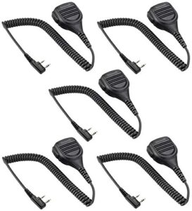 5 pack heavy speaker mic with reinforced cable for baofeng radios bf-f8hp bf-f9 uv-82 uv-82hp uv-82c uv-5r uv-5r5 uv-5ra uv-5re uv-5x3 v2+ and arcshell tyt wouxun kenwood radios, shoulder microphone
