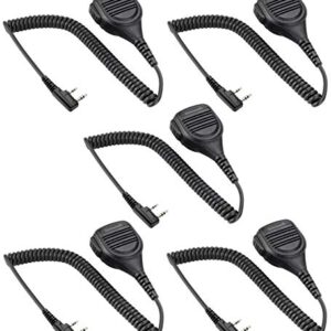 5 Pack Heavy Speaker Mic with Reinforced Cable for Baofeng Radios BF-F8HP BF-F9 UV-82 UV-82HP UV-82C UV-5R UV-5R5 UV-5RA UV-5RE UV-5X3 V2+ and Arcshell TYT Wouxun Kenwood Radios, Shoulder Microphone
