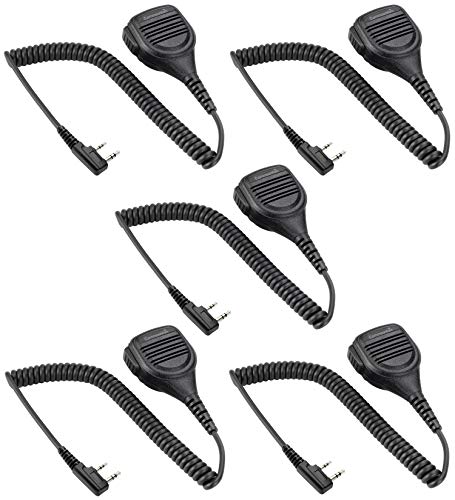 5 Pack Heavy Speaker Mic with Reinforced Cable for Baofeng Radios BF-F8HP BF-F9 UV-82 UV-82HP UV-82C UV-5R UV-5R5 UV-5RA UV-5RE UV-5X3 V2+ and Arcshell TYT Wouxun Kenwood Radios, Shoulder Microphone