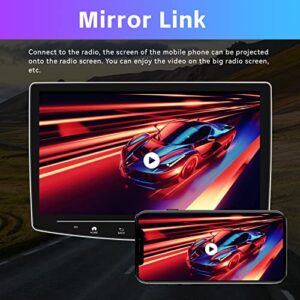 Android 11 Single Din Car Stereo 10 inch Rotatable Angle Screen Touch Screen Android Head Unit Support GPS Navigation FM RDS Bluetooth HiFi WiFi USB Mirror Link + Backup Camera&MIC