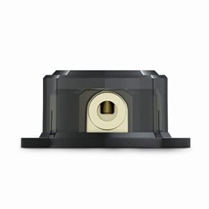 DS18 DB1020 Distribution Ground Block - 1 x 0GA in/ 2 x 0GA Out, Nickle Plated Internal Materials, High-Strength Heat Resistant Plastic Housing, Oversized Screws for Secure Connections (1 in 2 Out)