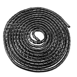 uxcell spiral cable wrap wire cord wraps 1/2-inch x 18ft black pe polyethylene tubing for computer wire