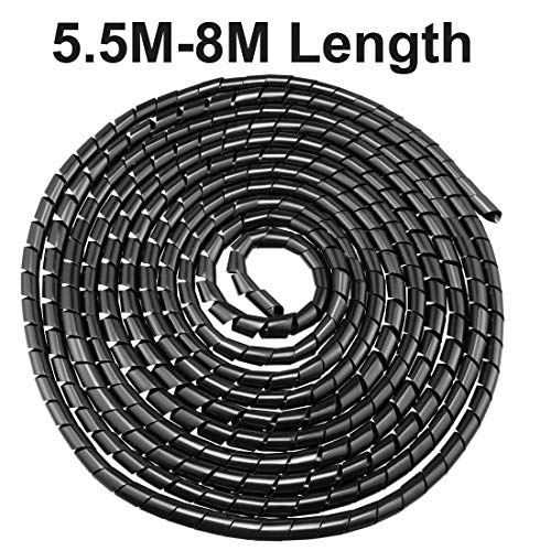 uxcell Spiral Cable Wrap Wire Cord Wraps 1/2-inch x 18ft Black PE Polyethylene Tubing for Computer Wire