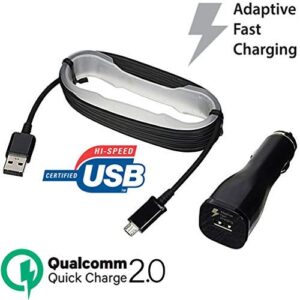 eFa Fast 15W Car Charger Works for Samsung SM-G930V with Adaptive Fast Charge 2.0 and MicroUSB Data Cable!