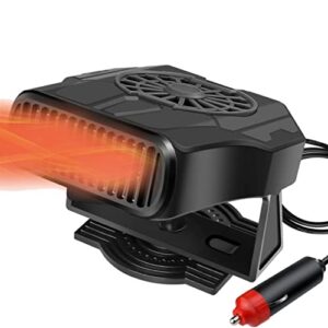 2023 upgraded 12v car heater, yyoomi 150w electronic auto defrost defogger, 2 in 1 portable heating/cooling fan for truck, 3-outlet, plug into cigarette lighter, 360 degree rotary