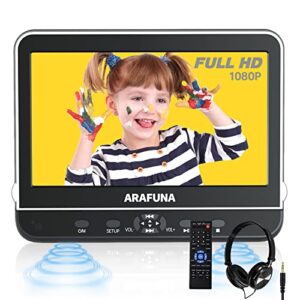 car dvd player with headrest mount,arafuna 10.5″ headrest dvd player for car with hdmi input, portable dvd player for car support 1080p hd video, usb/sd,regions free, last memory