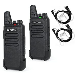 walkie talkies for adults – glconn hands free 2 way radio walkie talkies with earpiece – portable two way radios long range rechargeable for store hotel commerical government hunting (2 pack)