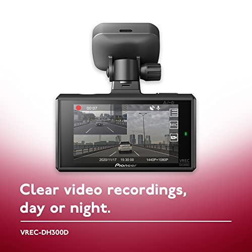 Pioneer VREC-DH300D 2-Channel Dual Recording 1440p WQHD (Wide Quad HD) Dash Camera System with 3” LCD Screen