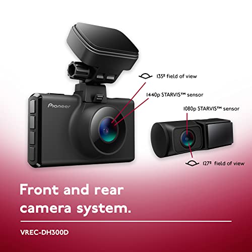 Pioneer VREC-DH300D 2-Channel Dual Recording 1440p WQHD (Wide Quad HD) Dash Camera System with 3” LCD Screen