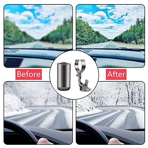 12V Portable Car Heater 150W Windshied Heater for Car Car Heater That Plugs into Cigarette Lighter  Car Defroste De-icers Fast Heating & Cooling Fan  with Suction Holder,1 Pack,Gray