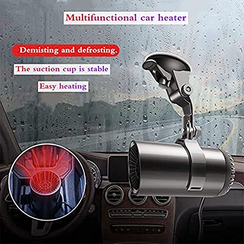 12V Portable Car Heater 150W Windshied Heater for Car Car Heater That Plugs into Cigarette Lighter  Car Defroste De-icers Fast Heating & Cooling Fan  with Suction Holder,1 Pack,Gray