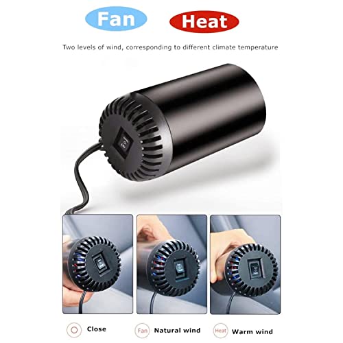 12V Portable Car Heater 150W Windshied Heater for Car Car Heater That Plugs into Cigarette Lighter  Car Defroste De-icers Fast Heating & Cooling Fan  with Suction Holder,1 Pack,Gray