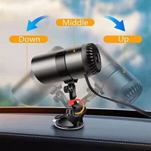 12V Portable Car Heater 150W Windshied Heater for Car Car Heater That Plugs into Cigarette Lighter  Car Defroste De-icers Fast Heating & Cooling Fan  with Suction Holder,1 Pack,Gray