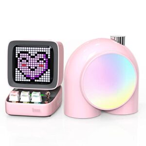 divoom ditoo-bluetooth-speaker & planet-9 mood-lamp gaming desk decoration set with kawaii and cute style rgb led for girls