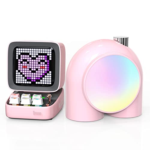 Divoom Ditoo-Bluetooth-Speaker & Planet-9 Mood-Lamp Gaming Desk Decoration Set with Kawaii and Cute Style RGB LED for Girls