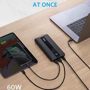 Anker Portable Charger, PowerCore III Elite 19200 60W Power Bank Bundle with 65W PD Wall Charger for USB C MacBook Air/Pro/Dell XPS, iPad Pro, iPhone 12/11/mini/Pro and More