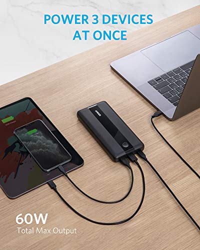 Anker Portable Charger, PowerCore III Elite 19200 60W Power Bank Bundle with 65W PD Wall Charger for USB C MacBook Air/Pro/Dell XPS, iPad Pro, iPhone 12/11/mini/Pro and More