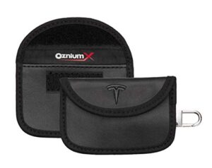 ozniumx rf shielded faraday bag for tesla model s/x/3 – (2 pack), car key fob protector, rfid blocking, anti-theft keyless entry for car key, anti-spying, anti-tracking
