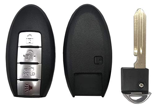 Smart Key Fob Case Shell Fit for Nissan Altima Maxima Murano Infiniti KR55WK48903 4 Buttons Replacement Keyless Entry Remote Car Key Housing Casing Outer Cover with Uncut Blade Blank & Keyring (1)