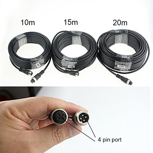 4Pin 18 LED IR Night Vision CCD Car Rear View Parking Reverse Camera + 4 Pin Connector Extension Cable for 12V/24V Bus Truck Trailer RV Caravan(Black Camera with 10m/33ft Cable)