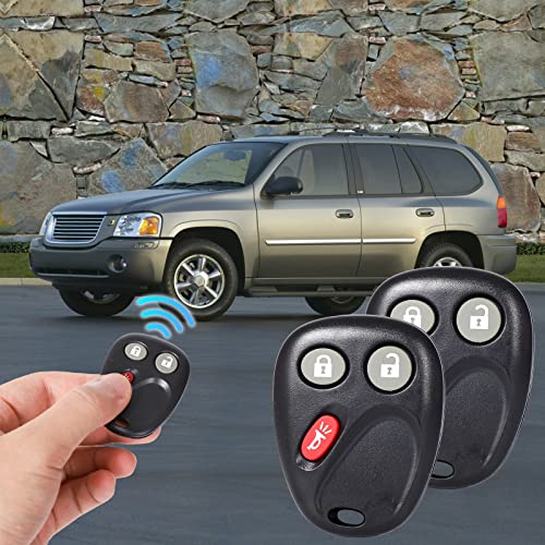 Key Fob Replacement Fit for Chevy Trailblazer GMC Envoy Isuzu Ascender Buick Rainier Oldsmobile Bravada 2002 2003 2004 2005 2006 2007 2008 2009, 3 Btn #MYT3X6898B 15051014 Car Remote, Set 2