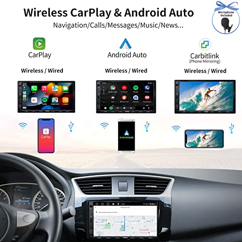 [New] ATOTO S8 Standard 7 inch Double-DIN Car Stereo Android in-Dash Navigation, Wireless CarPlay & Android Auto, USB Tethering, 2 Bluetooth, HD Rearview with LRV, IPS Display, SCVC, 3G+32G, S8G2A74SD