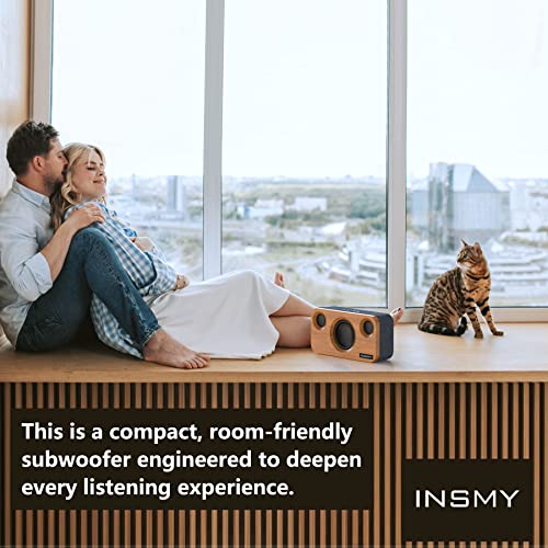 INSMY Bluetooth Speaker with Super Bass, 25W Loud Bamboo Wood Home Audio Wireless Speakers with Subwoofer Stereo Pair,Deep Bass Retro Bookshelf Speakers with Mic, AUX,TF Card (A320/M10) Upgraded