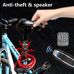 3T6B Waterproof Bike Alarm with Remote, 113dB 500MAH USB Rechargeable Wireless Anti-Theft Vibration Bicycle Bell, Bicycle Motorcycle Alarm Vehicle Security Alarm System