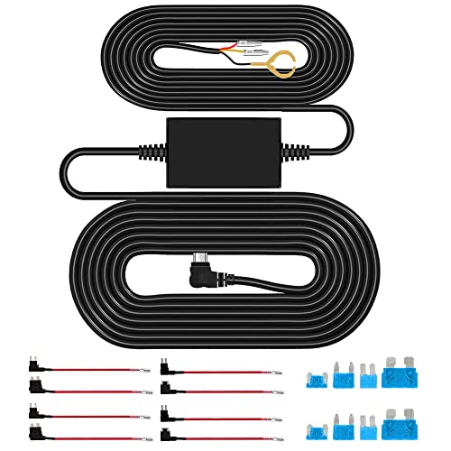 AZDOME Micro USB Port 3-Lead Acc Hardwire Kit for M300S Dash Cam, 12ft with Fuse Kit, for Dash Camera 24H Parking Monitor Mode, Converts 12V-24V to Output 5V/2.5A Max JYX04