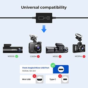 AZDOME Micro USB Port 3-Lead Acc Hardwire Kit for M300S Dash Cam, 12ft with Fuse Kit, for Dash Camera 24H Parking Monitor Mode, Converts 12V-24V to Output 5V/2.5A Max JYX04