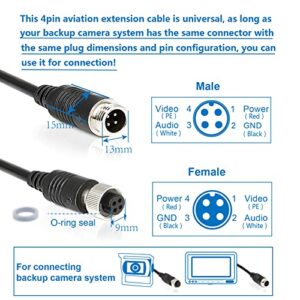 4 Pin Camera Cable with Corrugation Tube Cover, 4 Pin Aviation Extension Cable, 4 Pin Video Cable for Backup Camera Rear View System RV Truck Trailer Bus Car Waterproof by INSEETECH (10FT/3M)