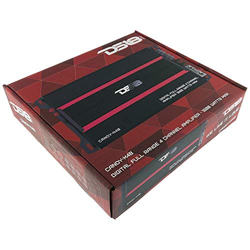 DS18 CANDY-X4B Amplifier in Black - Class D, 4 Channels, 1600 Watts Max, Digital, 2/4 Ohm - Don't Sacrifice Space for Power - Compact Mini Ampflier for Speakers in Car Audio System