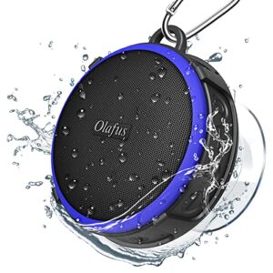 olafus waterproof shower bluetooth speaker, portable wireless outdoor speaker, clip & suction cup, 10h playtime for bathroom, pool, beach, boating, hiking